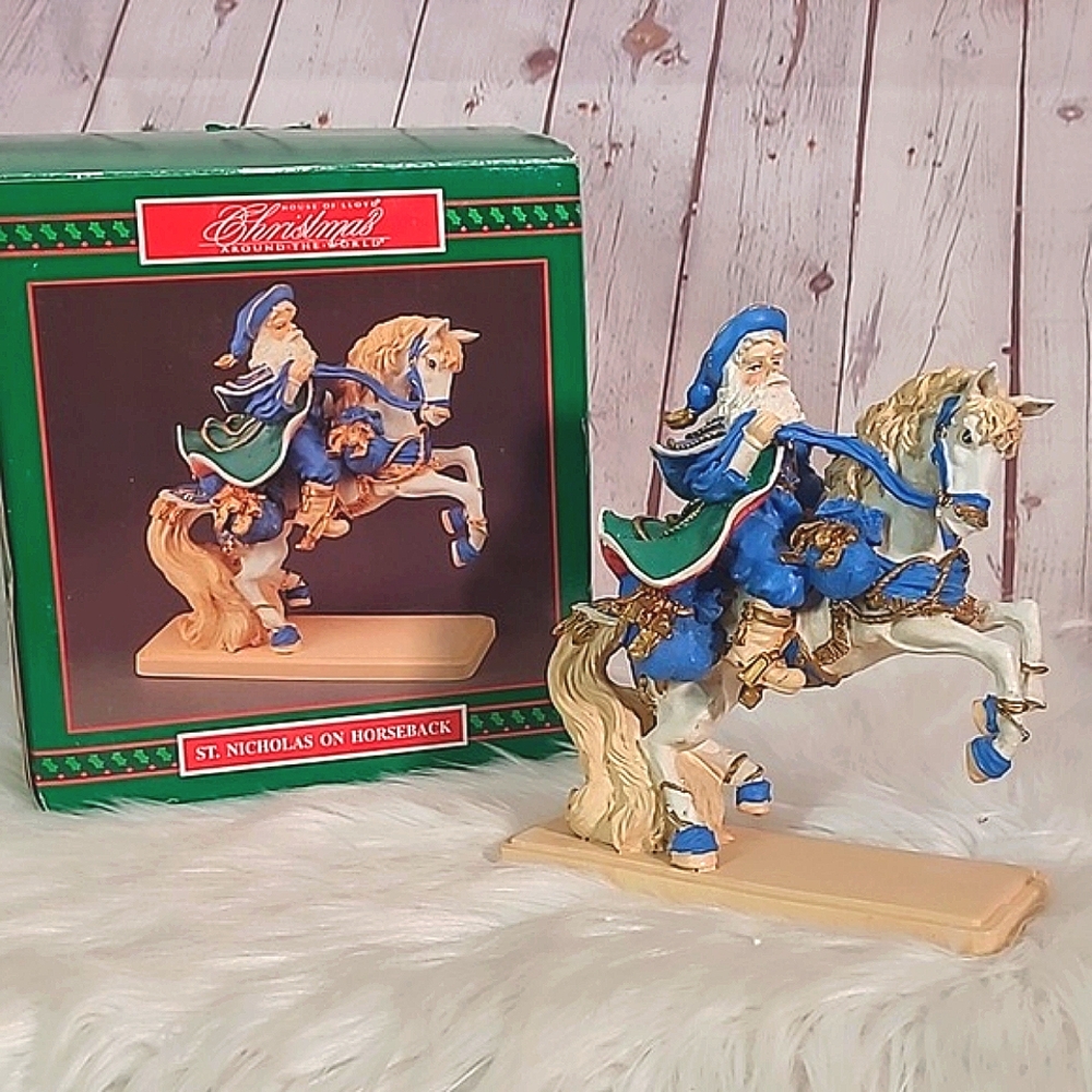 Vintage 90s House of Lloyd St. Nicholas on Horseback Resin Christmas Figurine